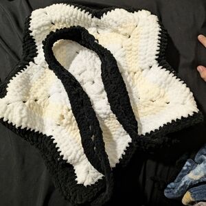 Black and White Crochet Tote Bag